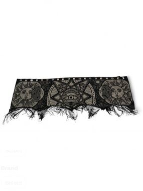 Spirit Halloween Black Celestial Fringe Semi Sheer Window Valance